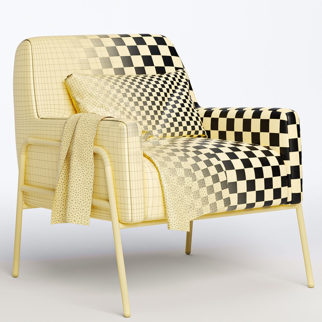 Charlotte Gray Comfort Accent Chair 3D Model – Modern Fabric Design, FBX/OBJ - View 6