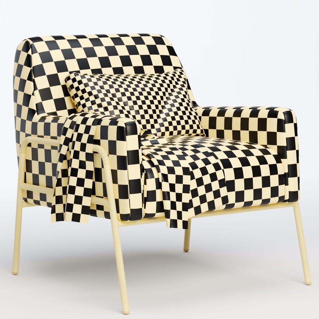 Charlotte Gray Comfort Accent Chair 3D Model – Modern Fabric Design, FBX/OBJ - View 7