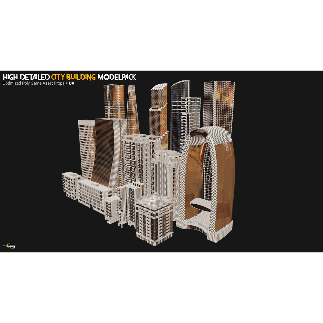 Modern City Building 3D Model – Low Poly Skyscraper Pack, FBX & OBJ