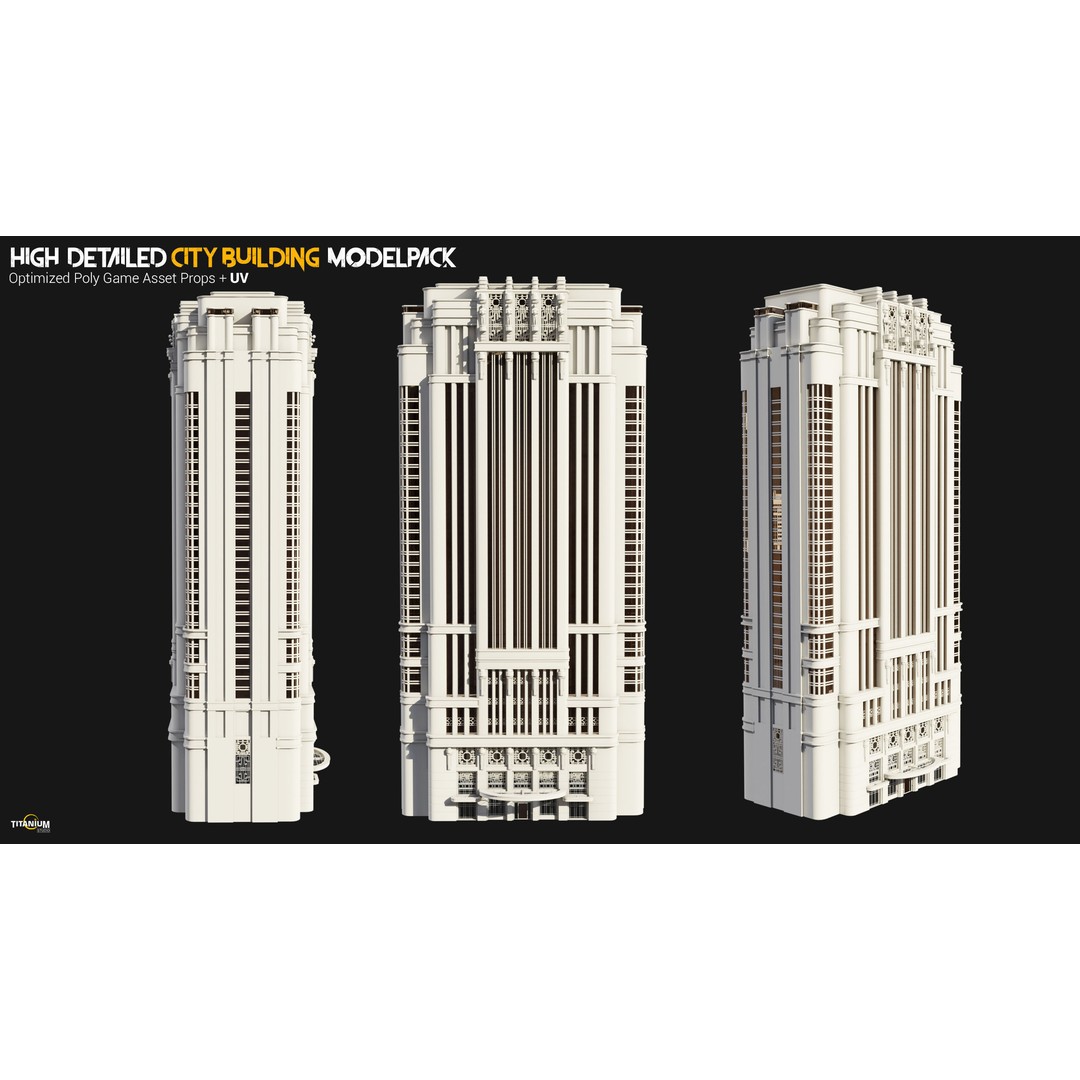 Modern City Building 3D Model – Low Poly Skyscraper Pack, FBX & OBJ - View 10