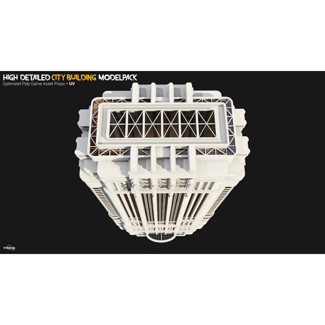 Modern City Building 3D Model – Low Poly Skyscraper Pack, FBX & OBJ - View 11