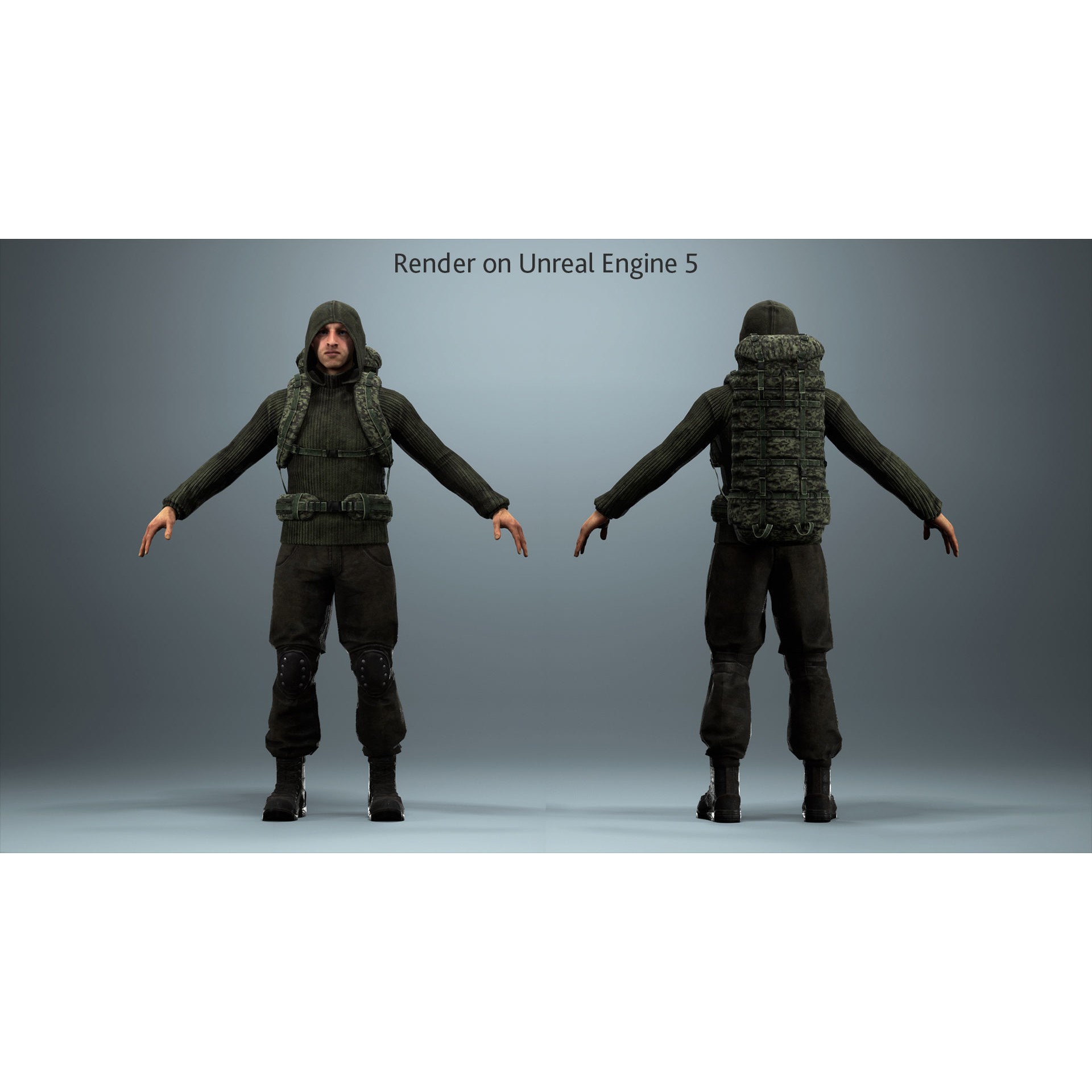 Survivalist Jack - Low-Poly Game-Ready 3D Model - View 5