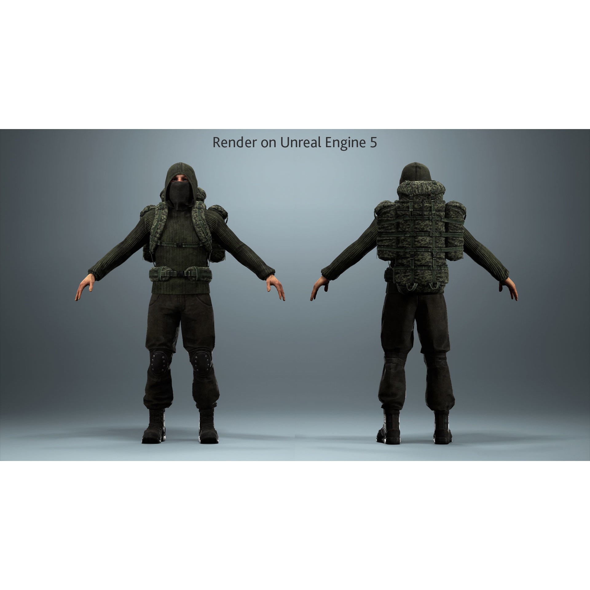 Survivalist Jack - Low-Poly Game-Ready 3D Model - View 6