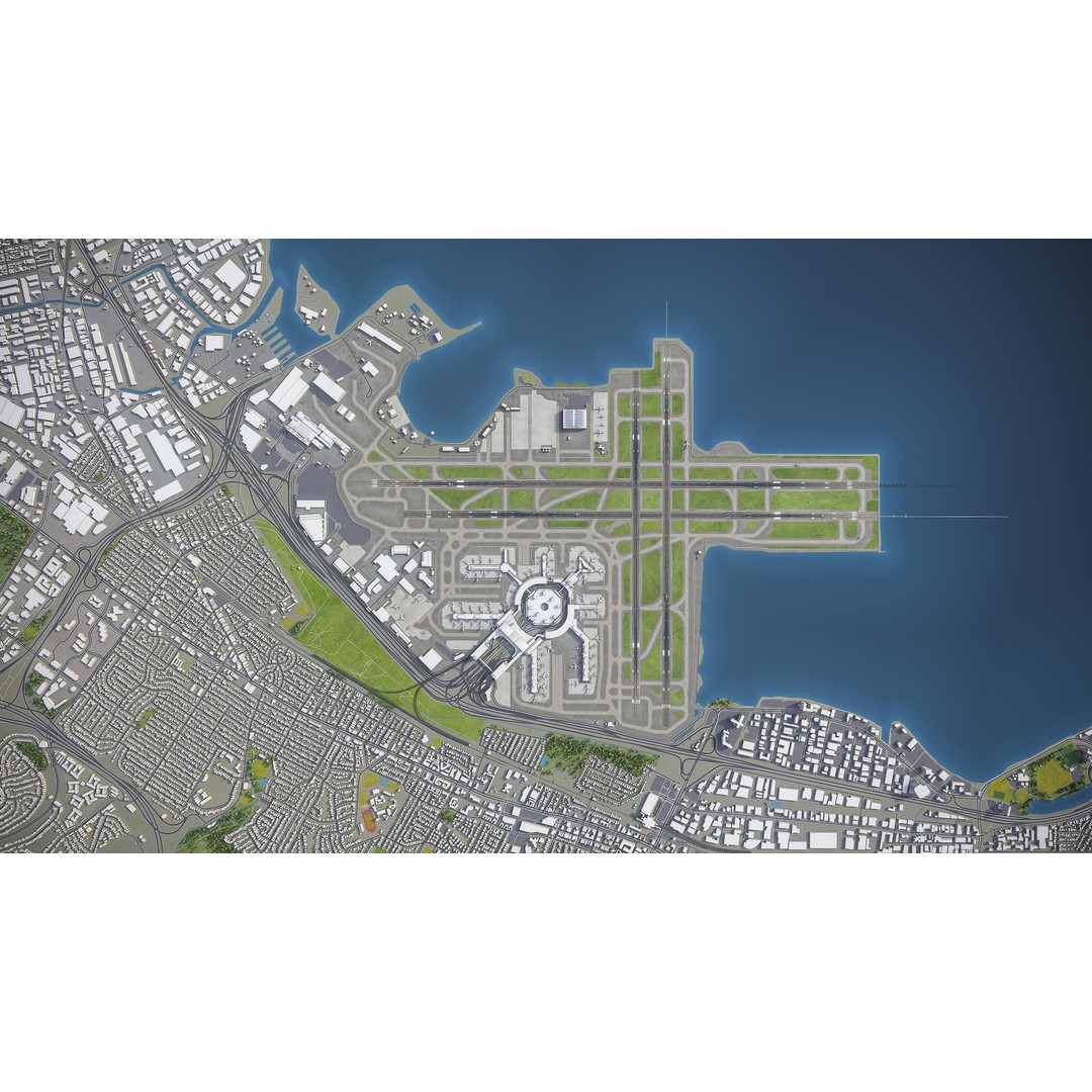 San Francisco Cityscape 3D Model – Low Poly Game Asset, FBX, OBJ