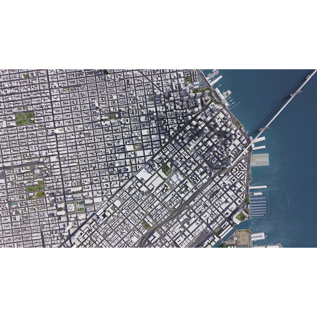 San Francisco Cityscape 3D Model – Low Poly Game Asset, FBX, OBJ - View 11
