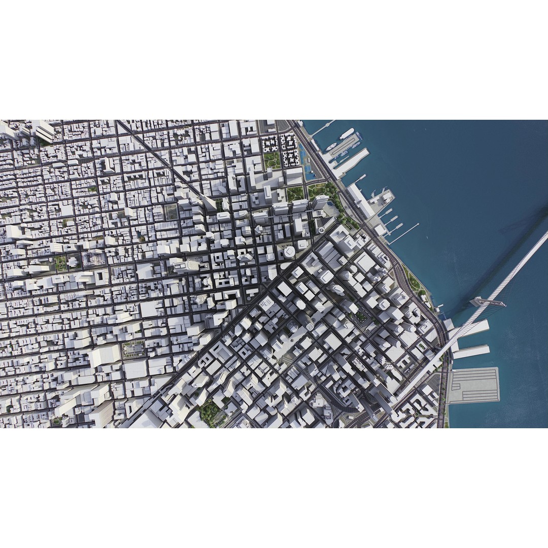 San Francisco Cityscape 3D Model – Low Poly Game Asset, FBX, OBJ - View 12