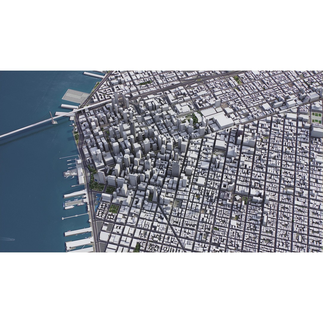 San Francisco Cityscape 3D Model – Low Poly Game Asset, FBX, OBJ - View 13