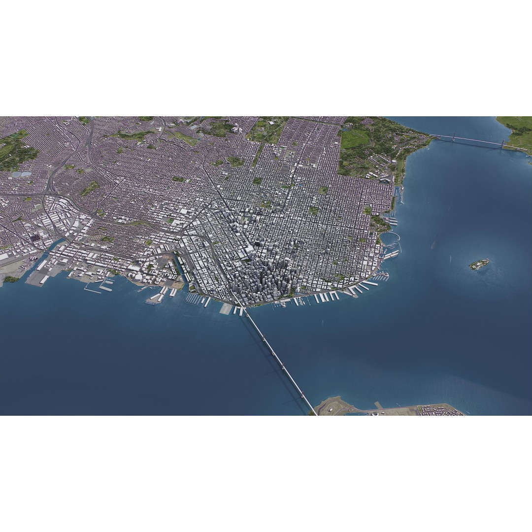 San Francisco Cityscape 3D Model – Low Poly Game Asset, FBX, OBJ - View 14