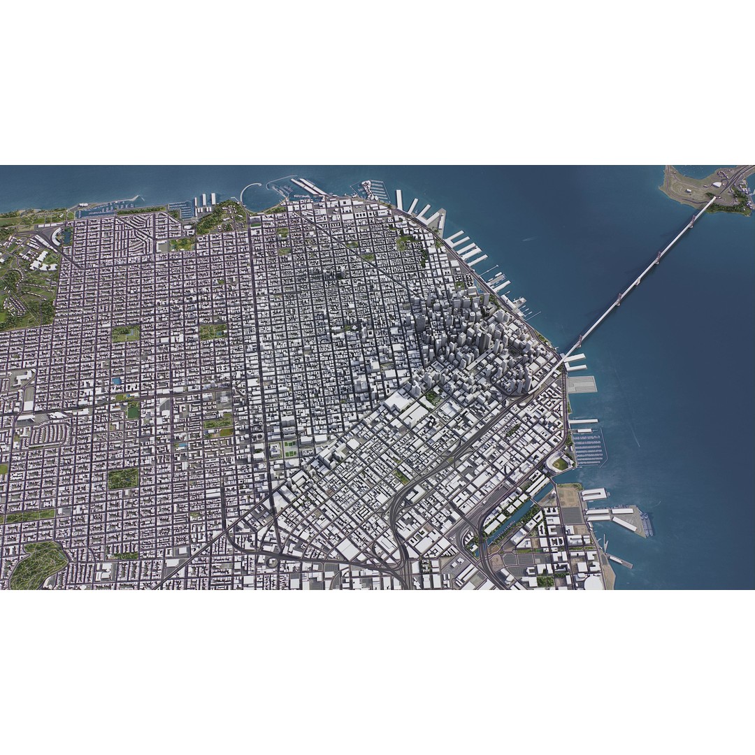 San Francisco Cityscape 3D Model – Low Poly Game Asset, FBX, OBJ - View 16