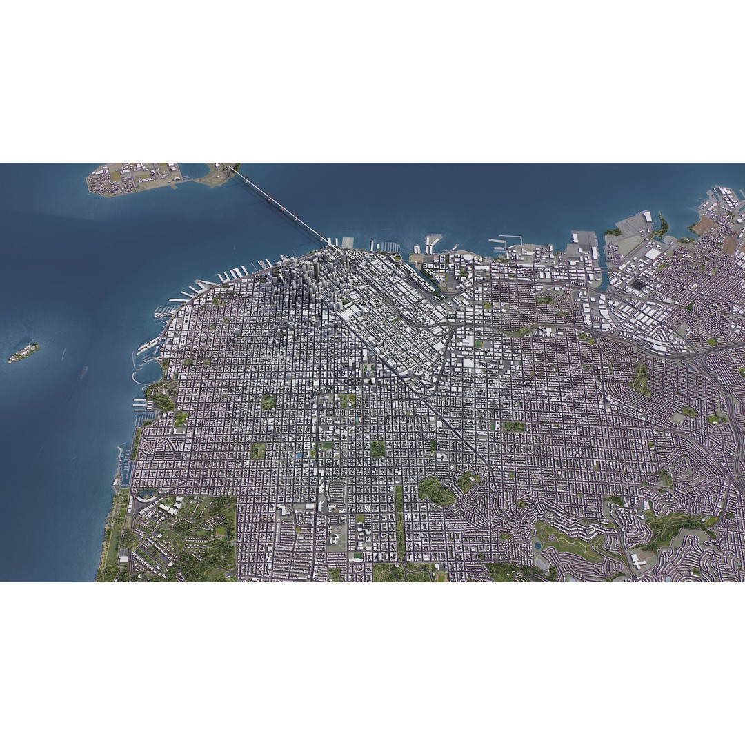 San Francisco Cityscape 3D Model – Low Poly Game Asset, FBX, OBJ - View 17