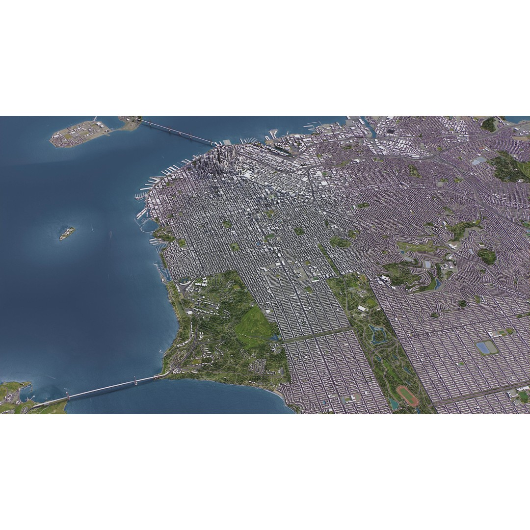San Francisco Cityscape 3D Model – Low Poly Game Asset, FBX, OBJ - View 18