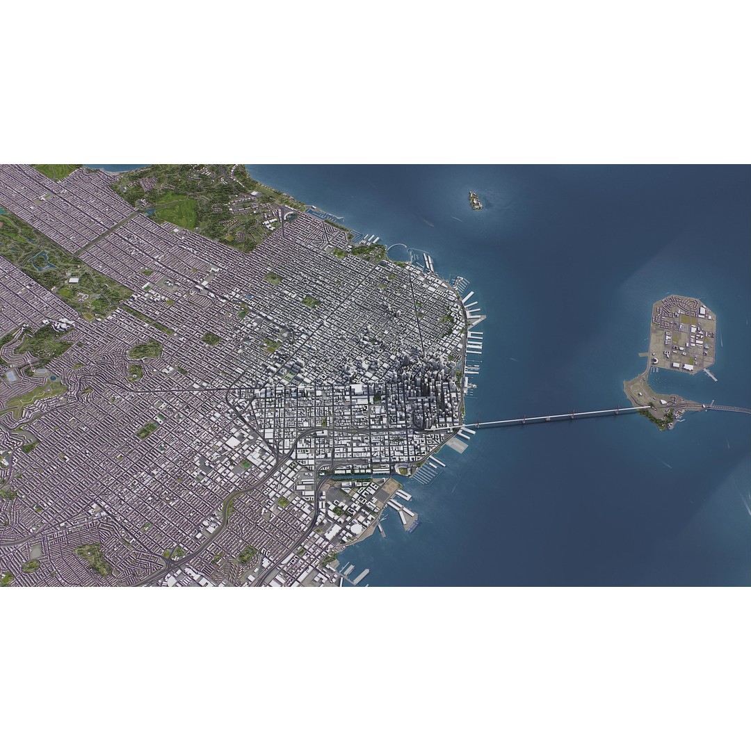San Francisco Cityscape 3D Model – Low Poly Game Asset, FBX, OBJ - View 19