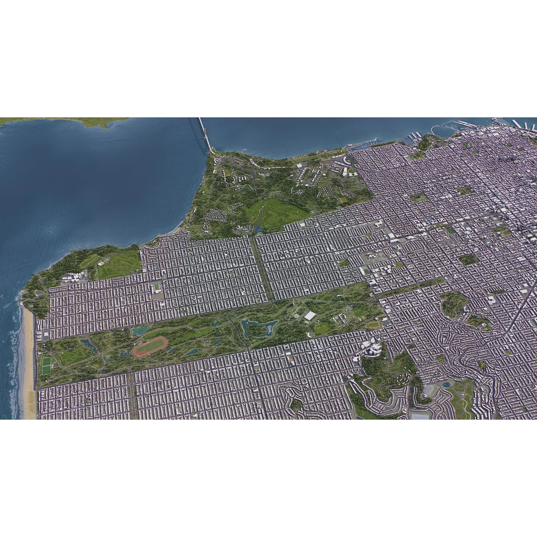San Francisco Cityscape 3D Model – Low Poly Game Asset, FBX, OBJ - View 21