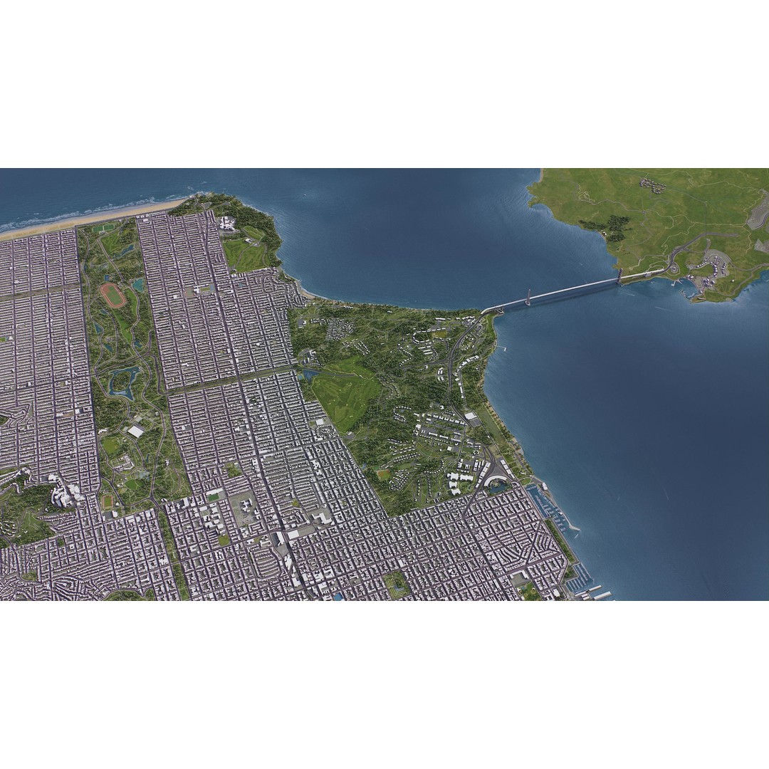 San Francisco Cityscape 3D Model – Low Poly Game Asset, FBX, OBJ - View 22