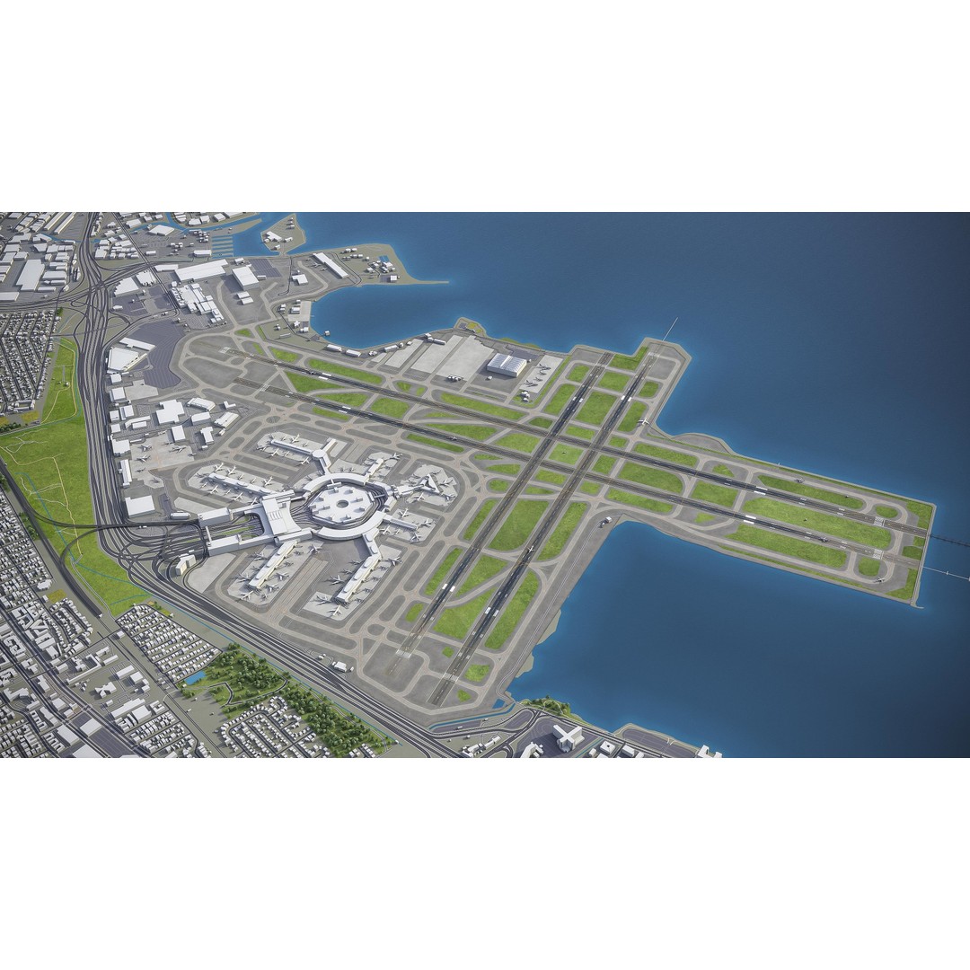 San Francisco Cityscape 3D Model – Low Poly Game Asset, FBX, OBJ - View 26