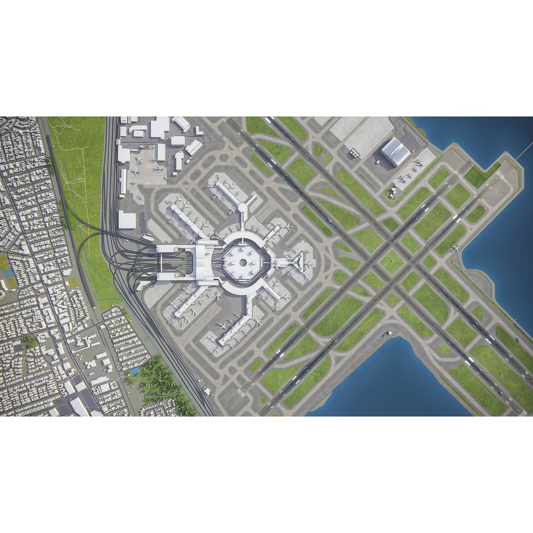 San Francisco Cityscape 3D Model – Low Poly Game Asset, FBX, OBJ - View 33