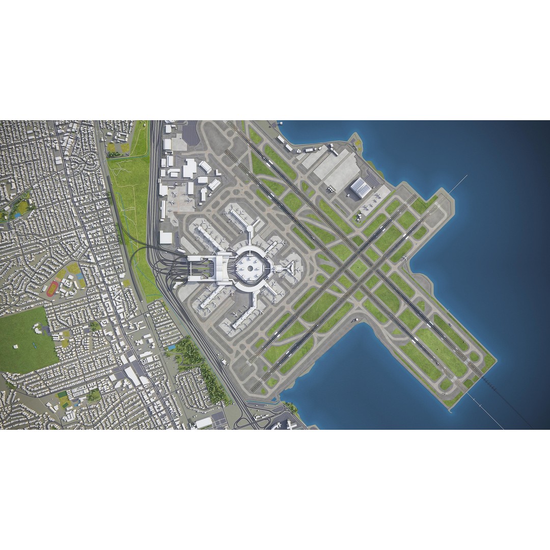 San Francisco Cityscape 3D Model – Low Poly Game Asset, FBX, OBJ - View 34