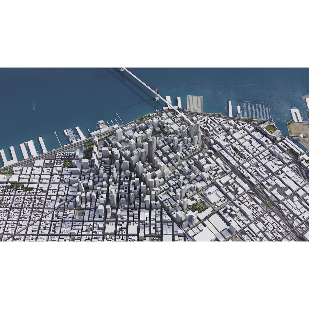 San Francisco Cityscape 3D Model – Low Poly Game Asset, FBX, OBJ - View 4