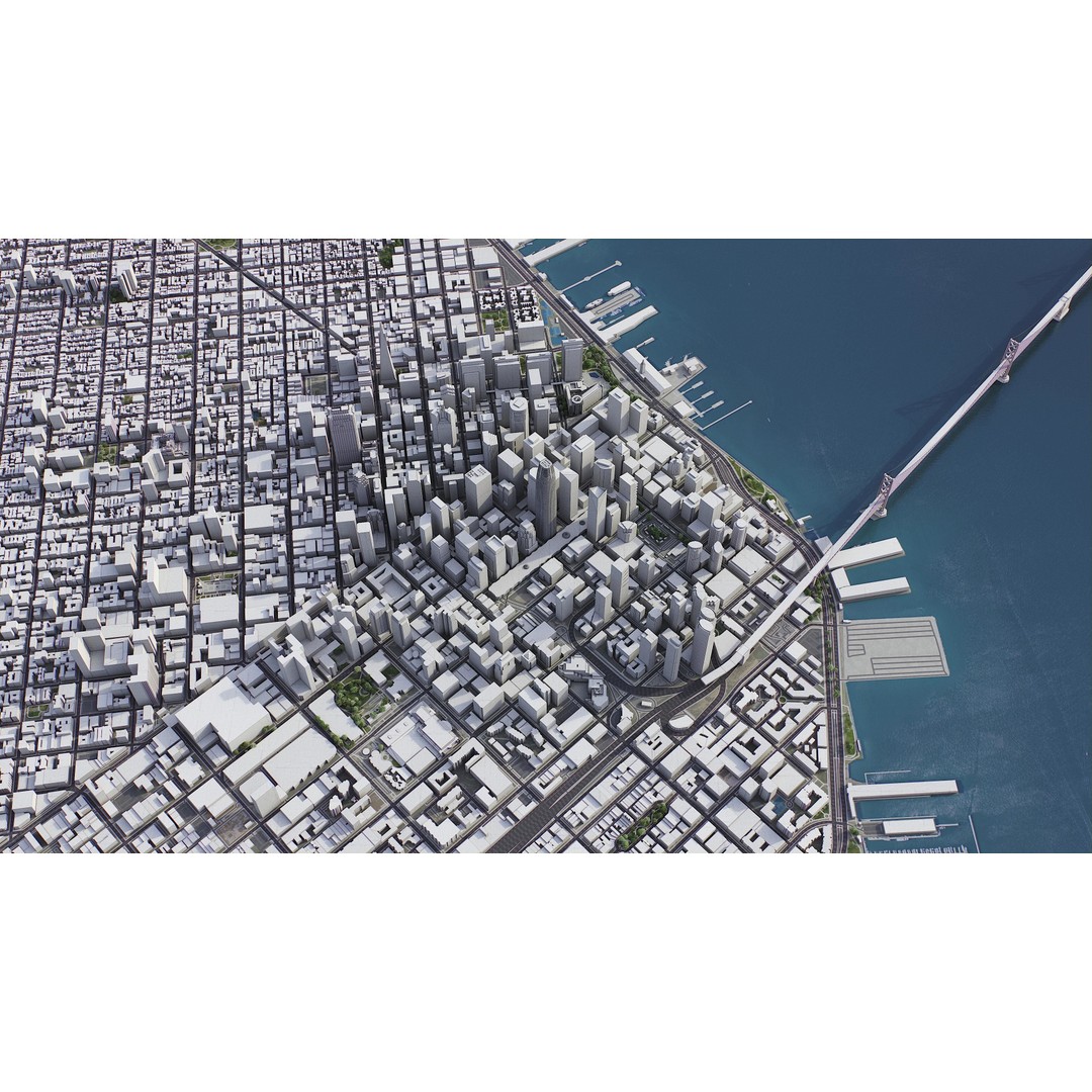 San Francisco Cityscape 3D Model – Low Poly Game Asset, FBX, OBJ - View 5