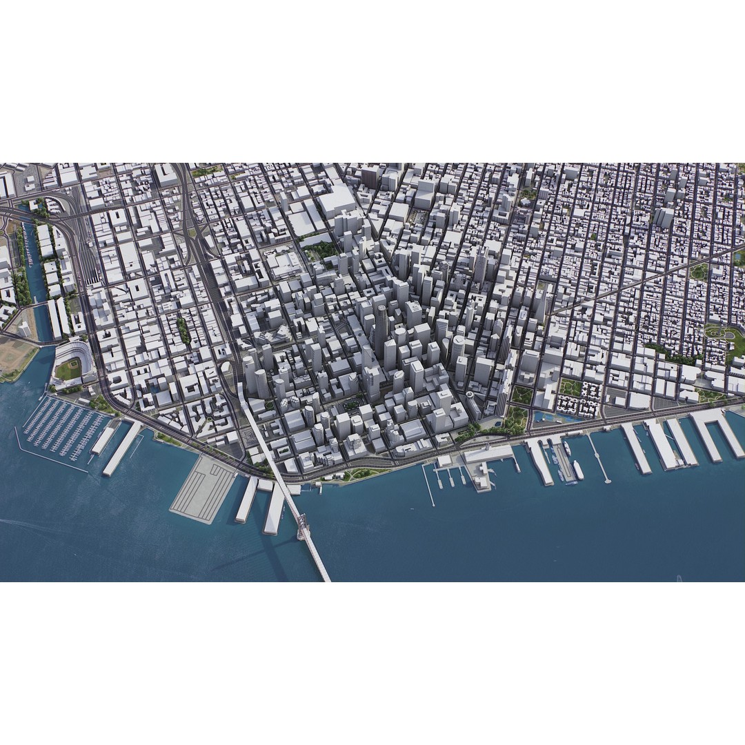 San Francisco Cityscape 3D Model – Low Poly Game Asset, FBX, OBJ - View 6