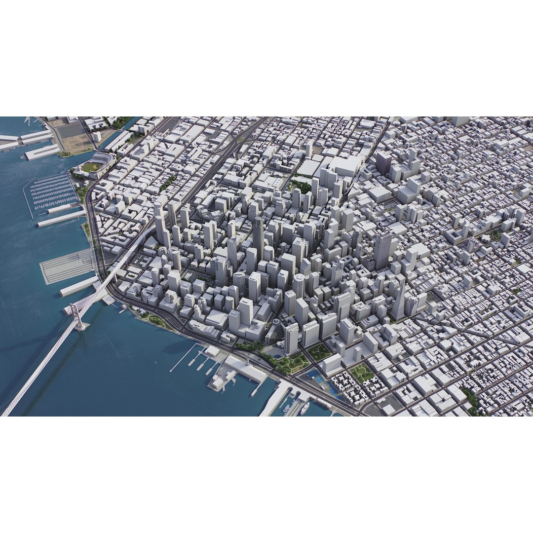 San Francisco Cityscape 3D Model – Low Poly Game Asset, FBX, OBJ - View 7