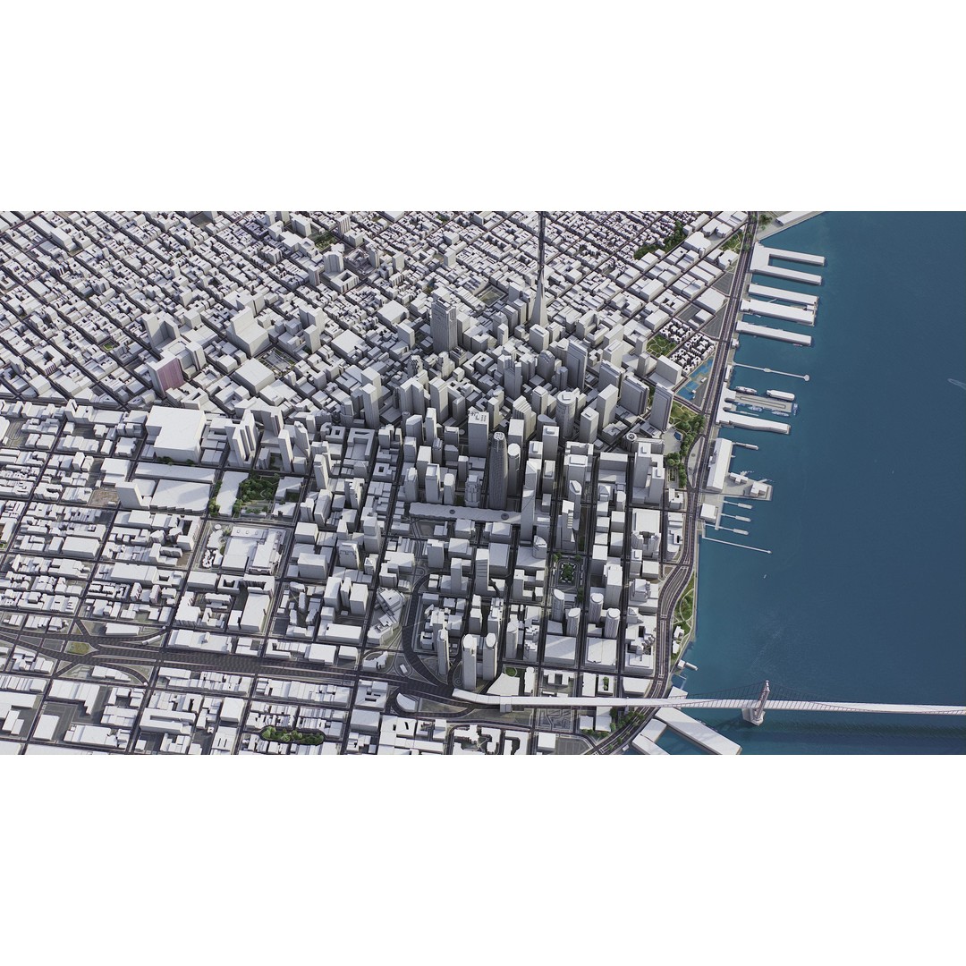 San Francisco Cityscape 3D Model – Low Poly Game Asset, FBX, OBJ - View 8