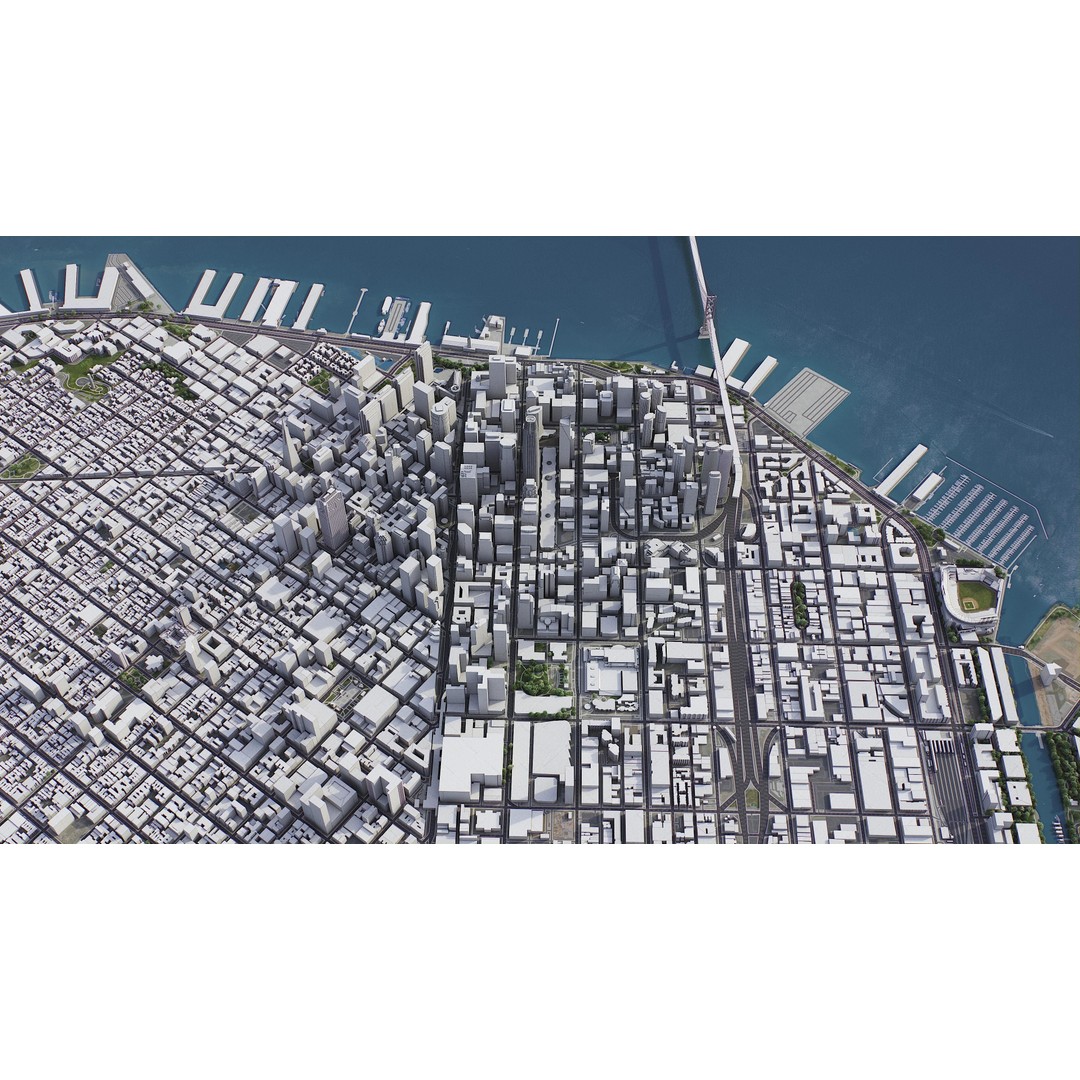 San Francisco Cityscape 3D Model – Low Poly Game Asset, FBX, OBJ - View 9