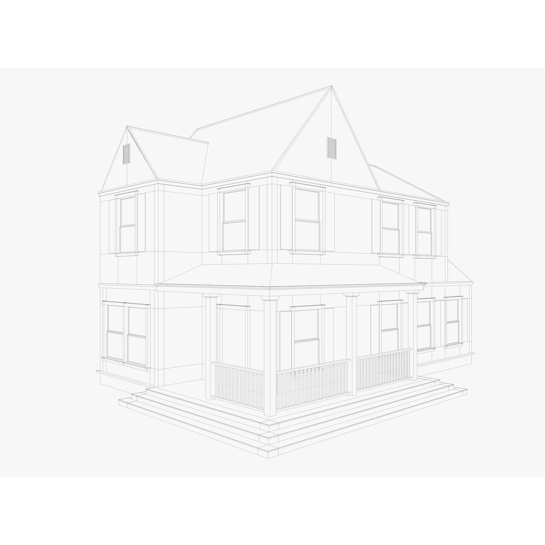 House Collection 3D Model – Low Poly Exterior Asset, FBX, Blender - View 12
