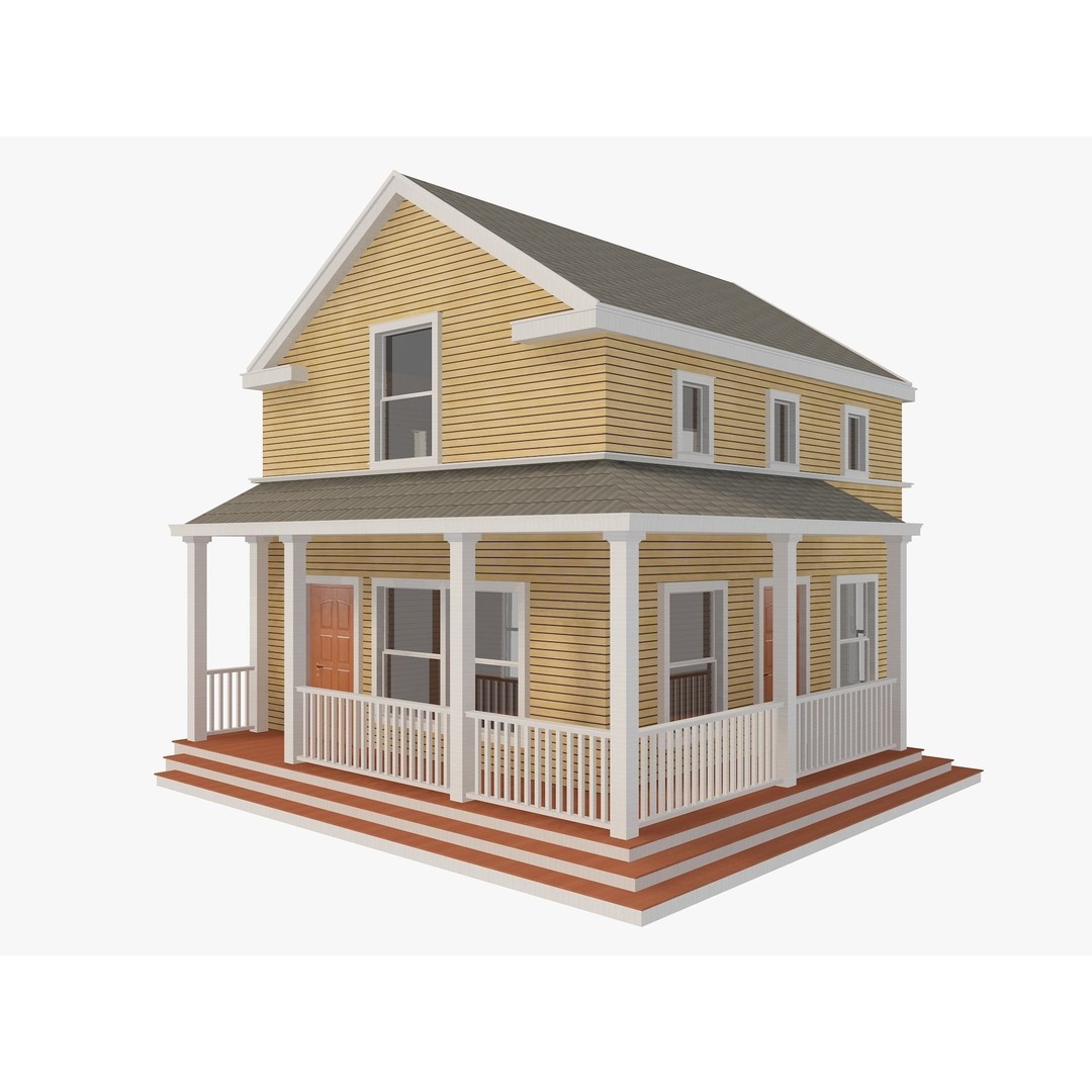 House Collection 3D Model – Low Poly Exterior Asset, FBX, Blender - View 13