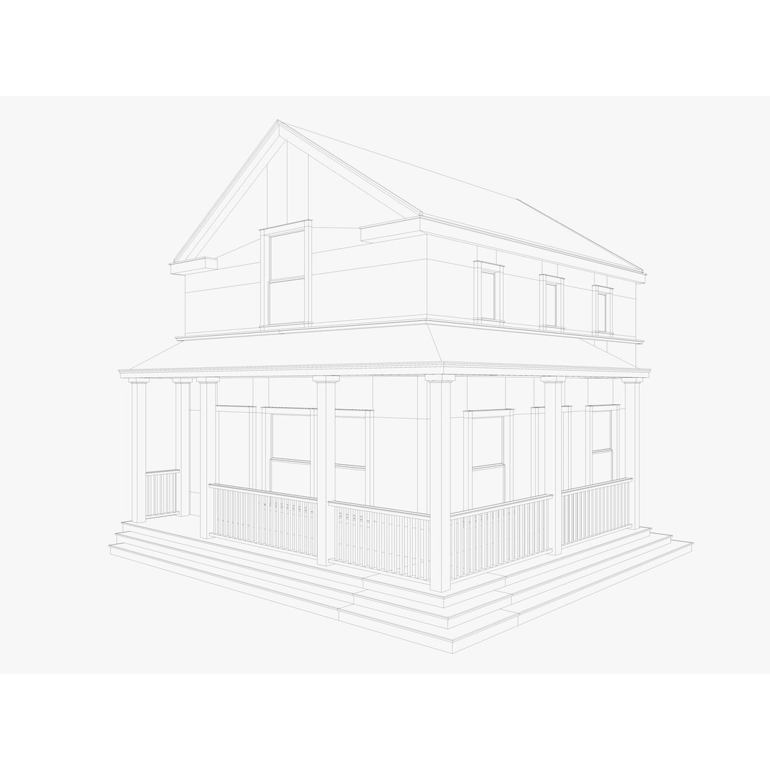 House Collection 3D Model – Low Poly Exterior Asset, FBX, Blender - View 15