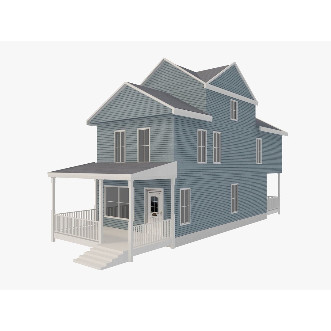 House Collection 3D Model – Low Poly Exterior Asset, FBX, Blender - View 16