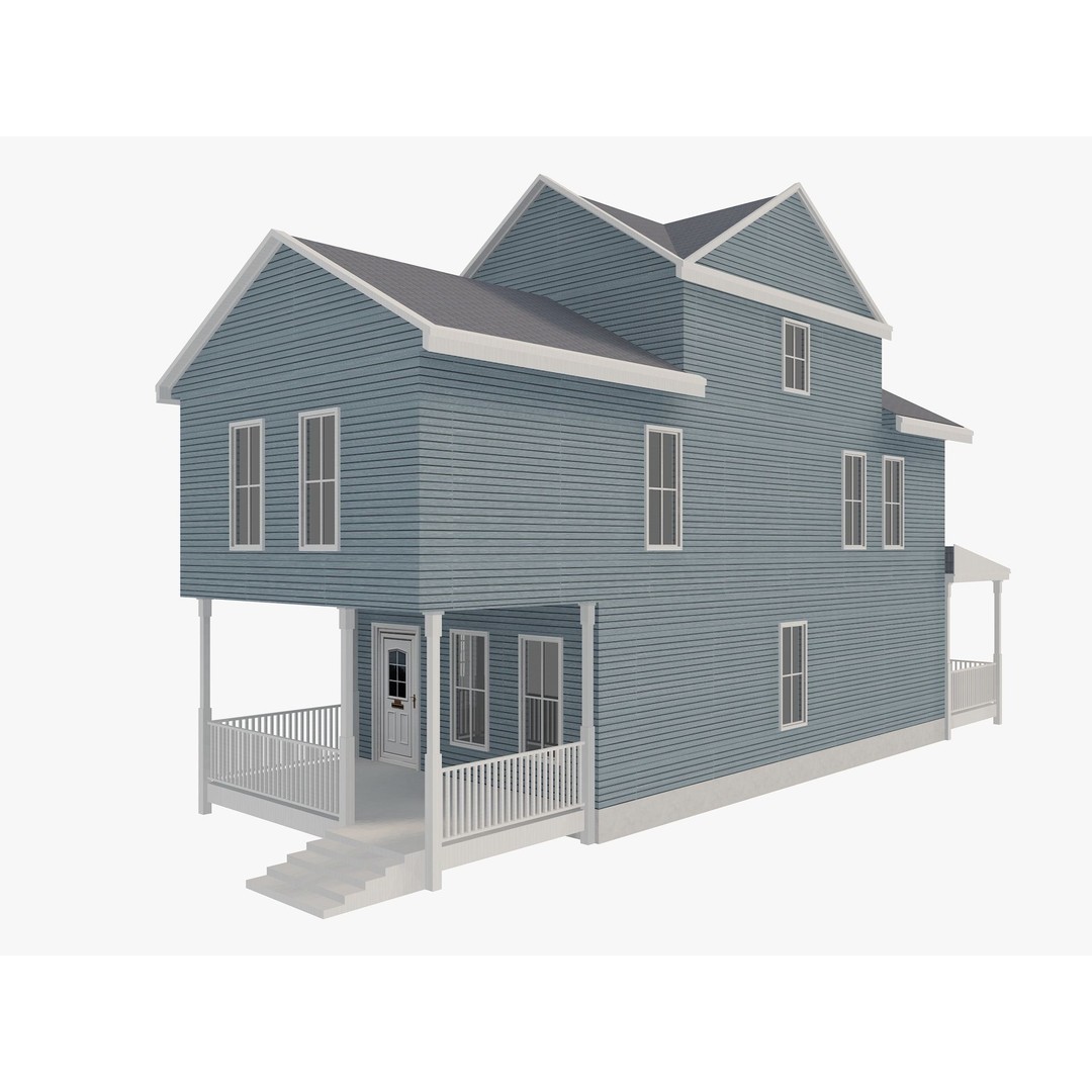 House Collection 3D Model – Low Poly Exterior Asset, FBX, Blender - View 17