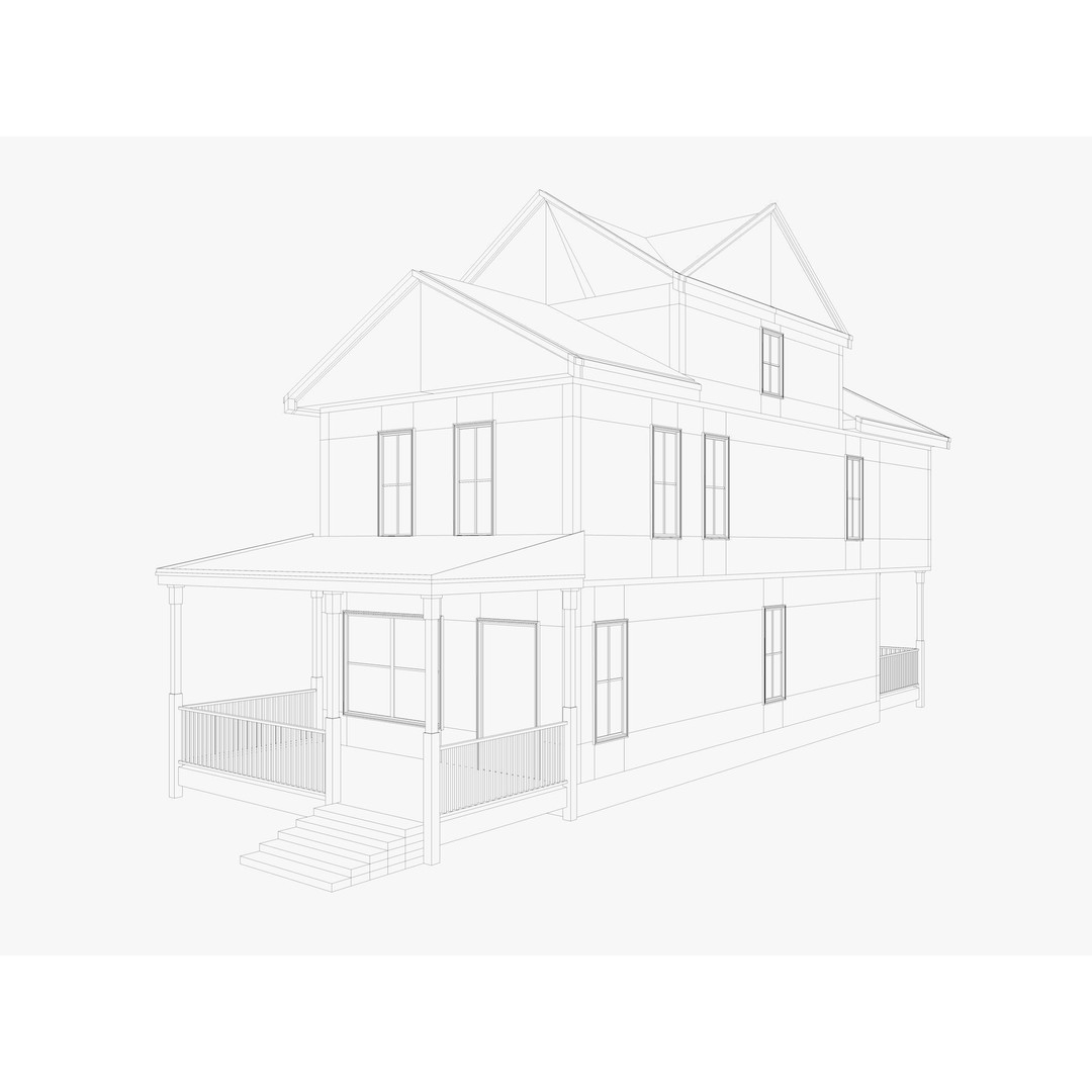 House Collection 3D Model – Low Poly Exterior Asset, FBX, Blender - View 18