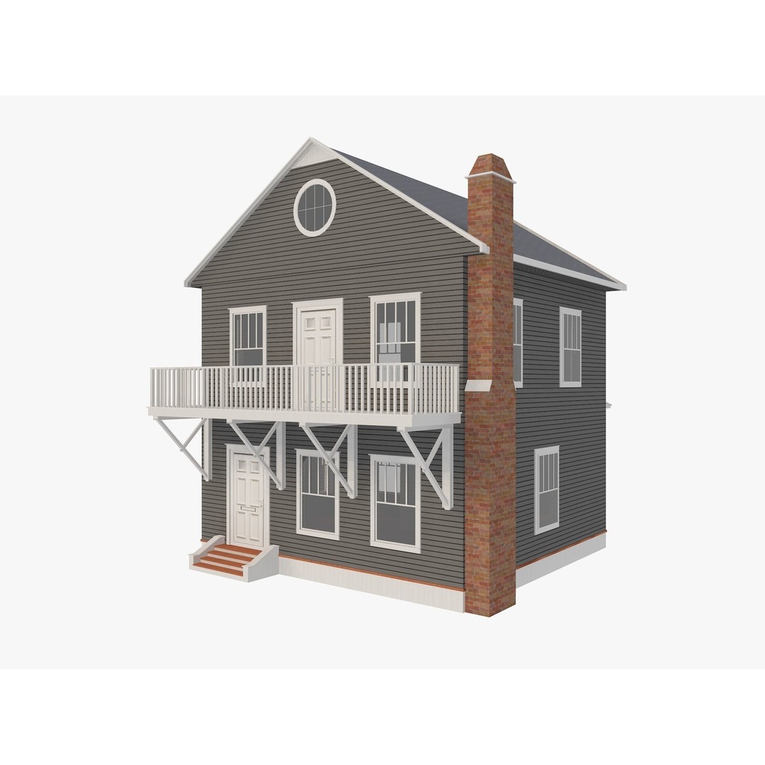 House Collection 3D Model – Low Poly Exterior Asset, FBX, Blender - View 19