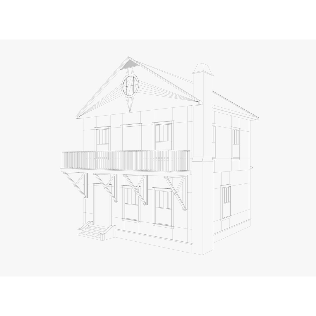 House Collection 3D Model – Low Poly Exterior Asset, FBX, Blender - View 21