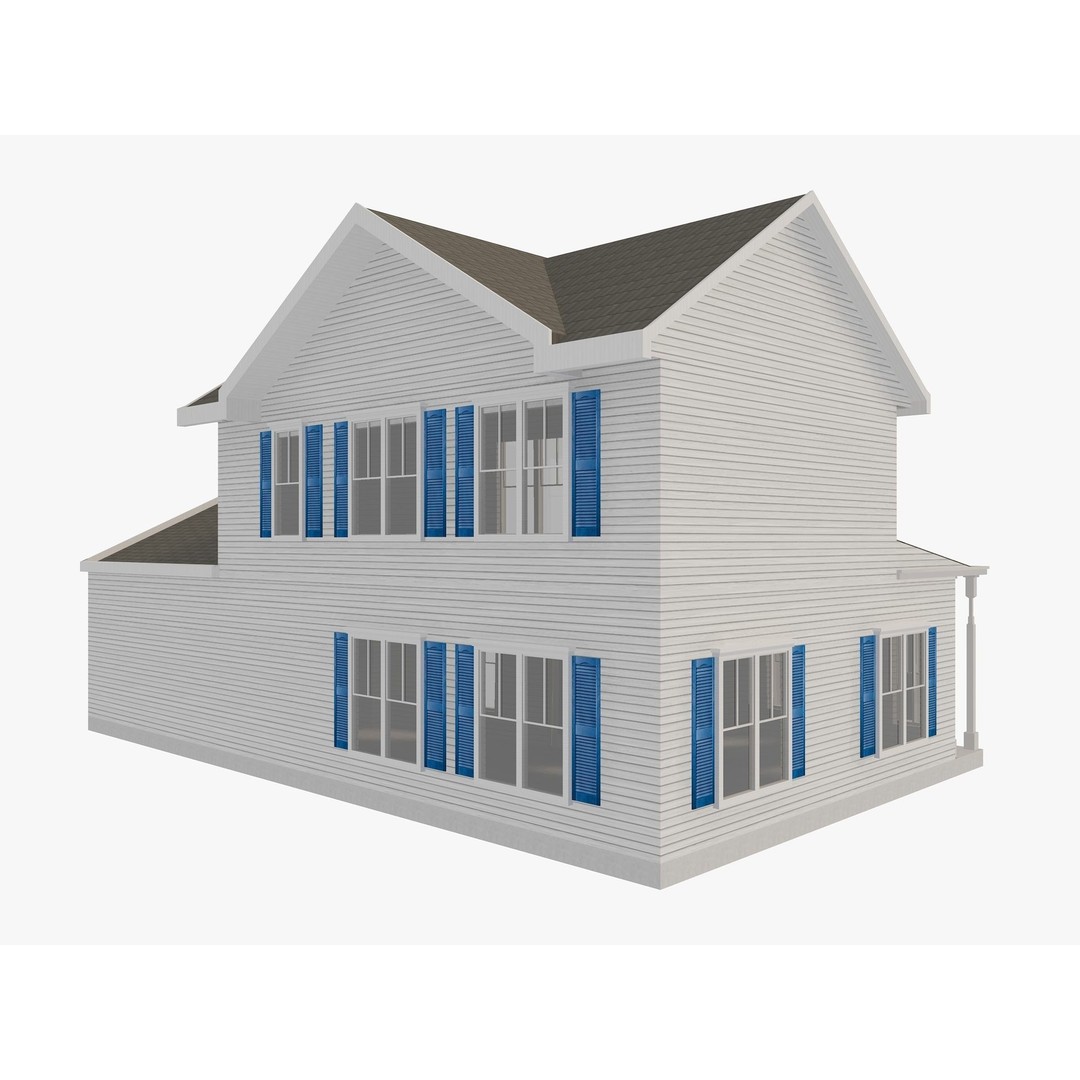 House Collection 3D Model – Low Poly Exterior Asset, FBX, Blender - View 22