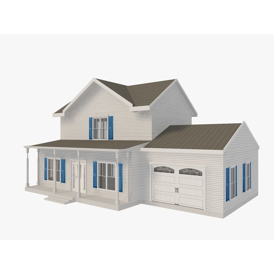 House Collection 3D Model – Low Poly Exterior Asset, FBX, Blender - View 23