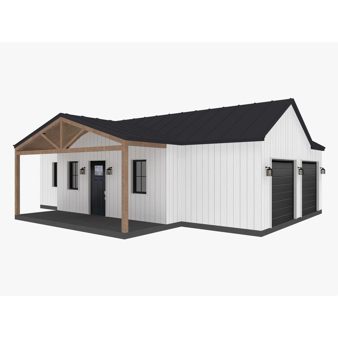 House Collection 3D Model – Low Poly Exterior Asset, FBX, Blender - View 34