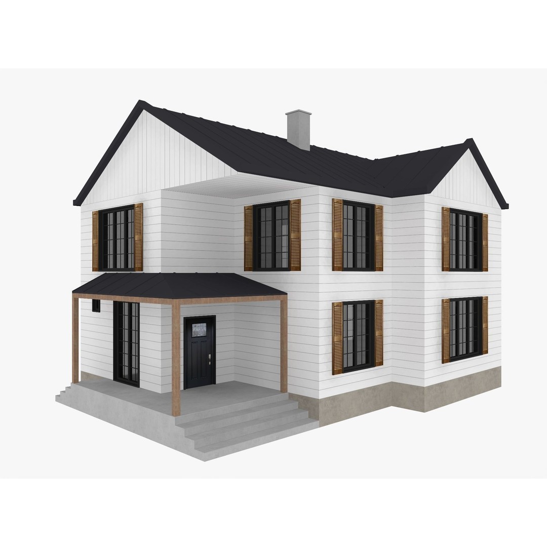 House Collection 3D Model – Low Poly Exterior Asset, FBX, Blender - View 37