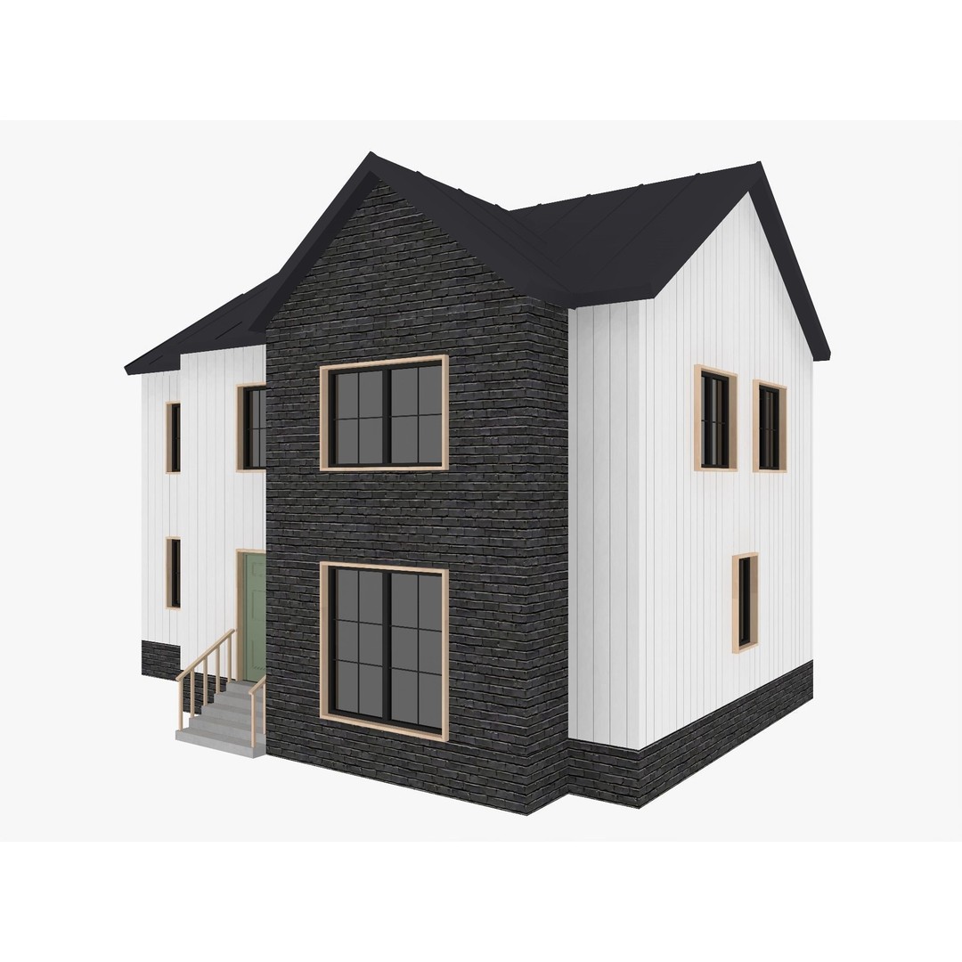 House Collection 3D Model – Low Poly Exterior Asset, FBX, Blender - View 40
