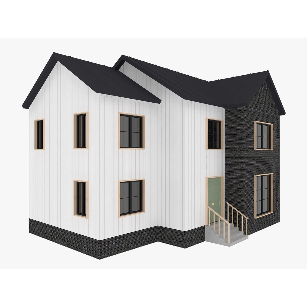 House Collection 3D Model – Low Poly Exterior Asset, FBX, Blender - View 41