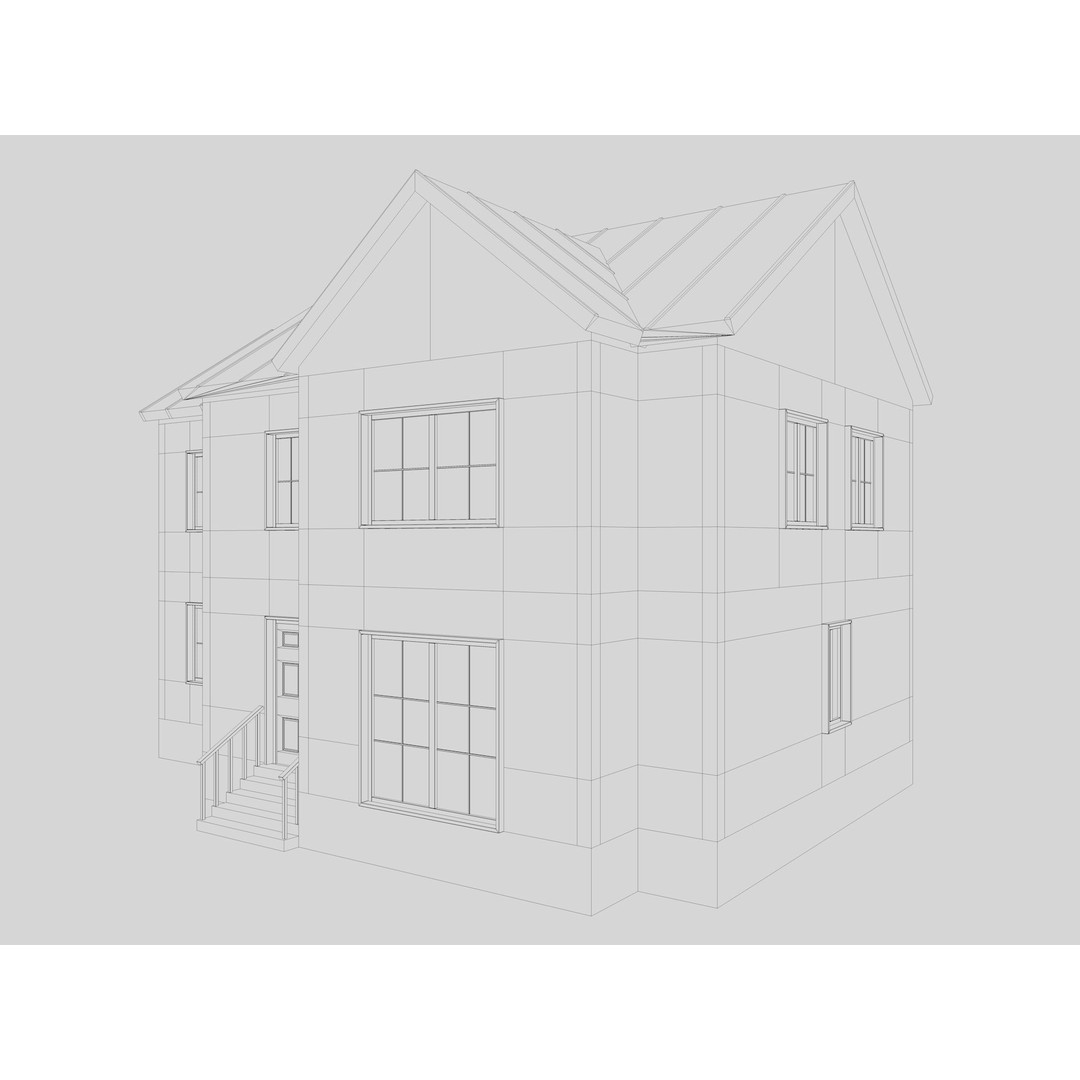 House Collection 3D Model – Low Poly Exterior Asset, FBX, Blender - View 42