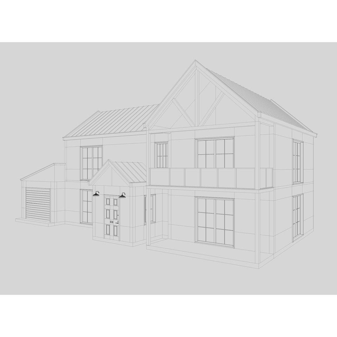 House Collection 3D Model – Low Poly Exterior Asset, FBX, Blender - View 45