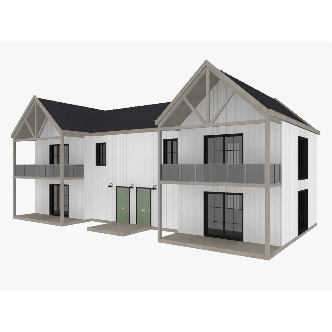 House Collection 3D Model – Low Poly Exterior Asset, FBX, Blender - View 46
