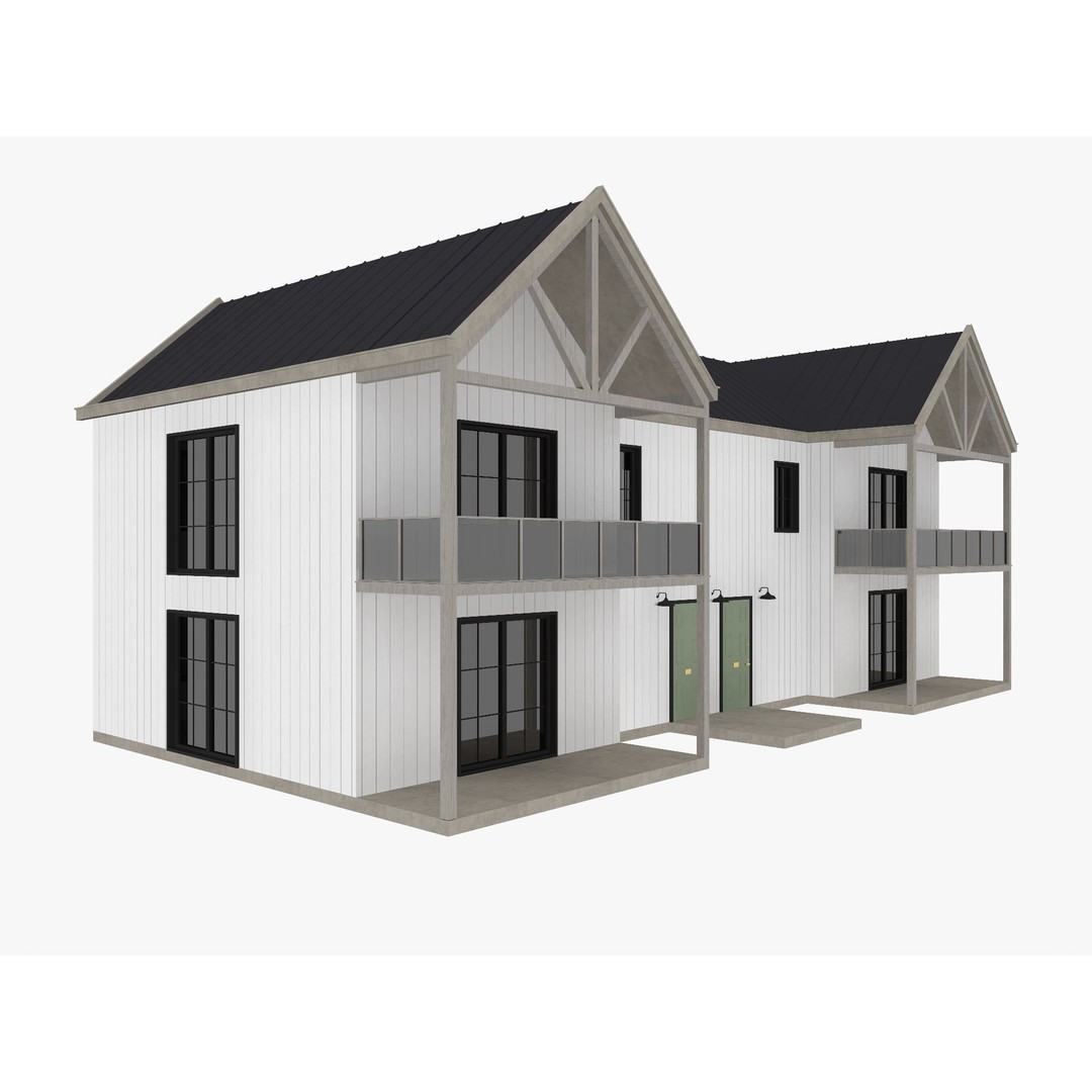 House Collection 3D Model – Low Poly Exterior Asset, FBX, Blender - View 47
