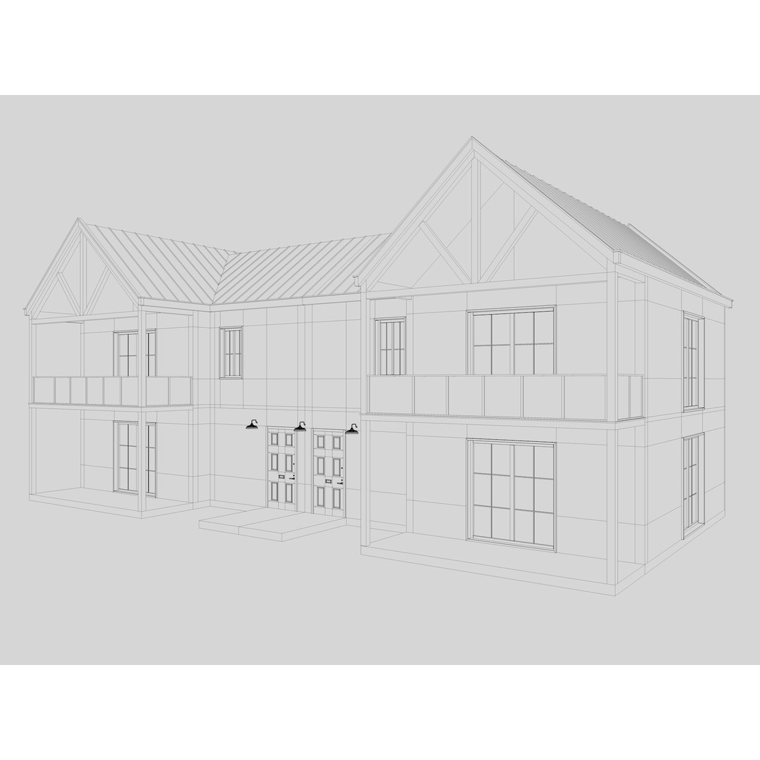 House Collection 3D Model – Low Poly Exterior Asset, FBX, Blender - View 48