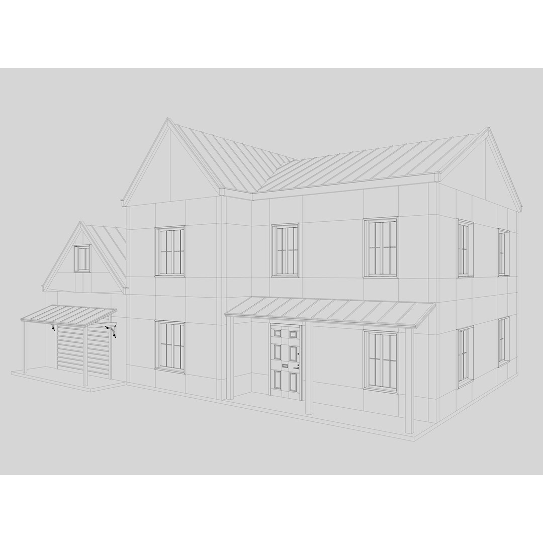 House Collection 3D Model – Low Poly Exterior Asset, FBX, Blender - View 54