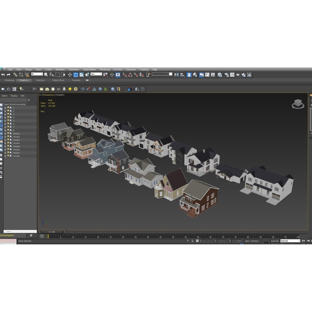 House Collection 3D Model – Low Poly Exterior Asset, FBX, Blender - View 56