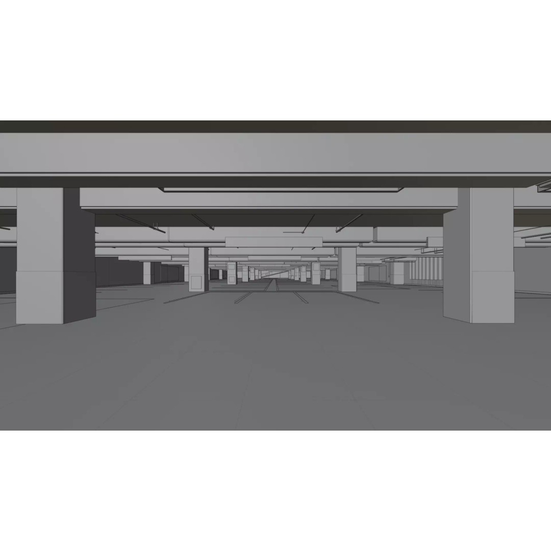 Underground Parking Lot 3D Model – High-Detail Urban Environment, FBX, OBJ