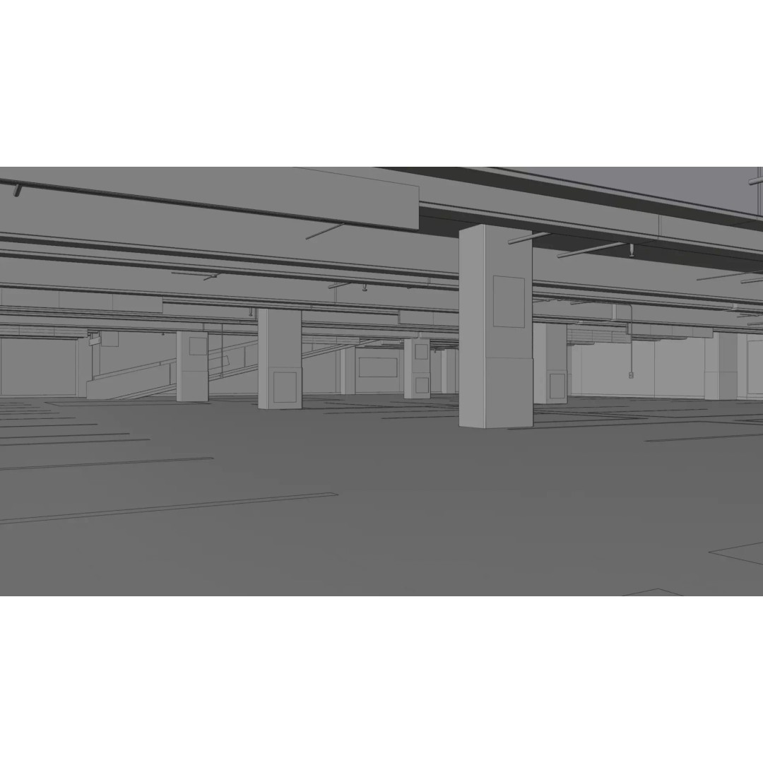 Underground Parking Lot 3D Model – High-Detail Urban Environment, FBX, OBJ - View 7